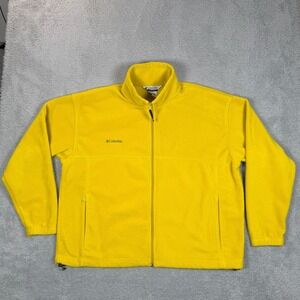 Columbia Mens XXL Yellow Full Zip Fleece Jacket WM6113 Mock Neck Soft Outdoor